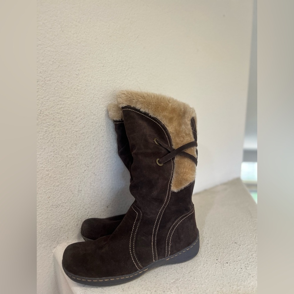 Bass Faux Shearling Boot Fur Lining Leather Upper Brown Women 11 Read Below